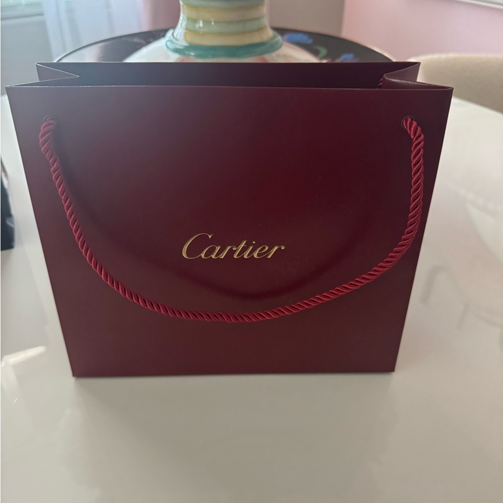 Cartier Burgundy Gift Bag with Gold Logo